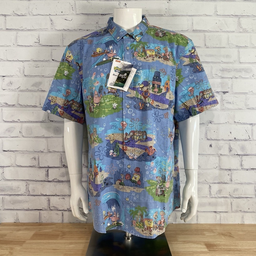 Reyn Spooner Shirt Men's 3XL Spongebob Aloha Hawaiian Camp Shirt Classic NWT - Picture 2 of 14
